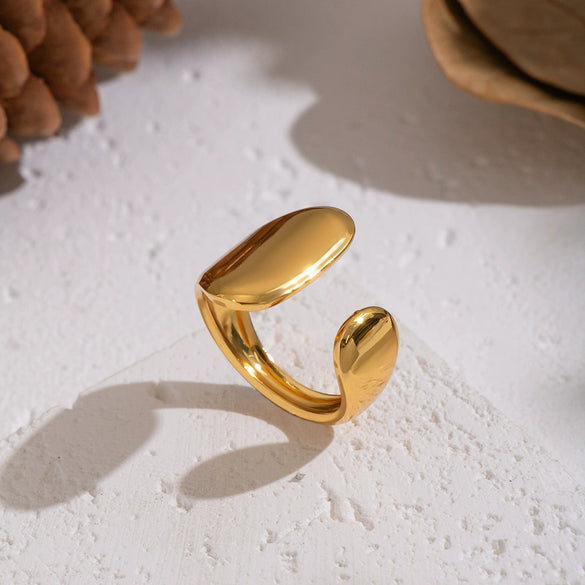 Wholesale Geometric Stainless Steel Real Gold Plated Open Ring For Women