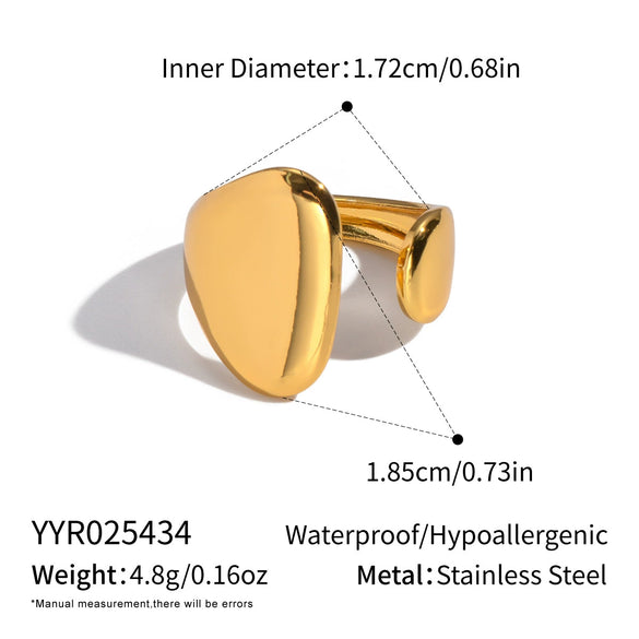 Wholesale Geometric Stainless Steel Real Gold Plated Open Ring For Women