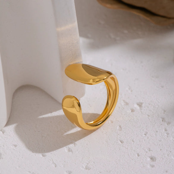 Wholesale Geometric Stainless Steel Real Gold Plated Open Ring For Women