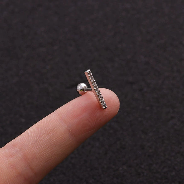 Wholesale Geometric Stainless Steel Rectangular Ear Studs With Micropaved Zircon And Original Design