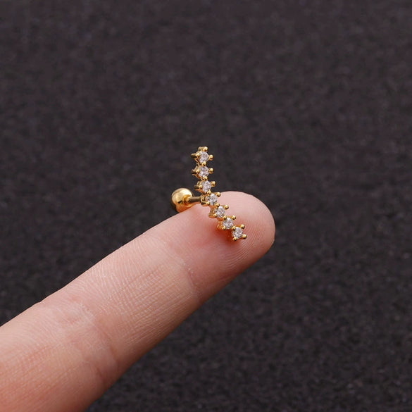 Wholesale Geometric Stainless Steel Rectangular Ear Studs With Micropaved Zircon And Original Design