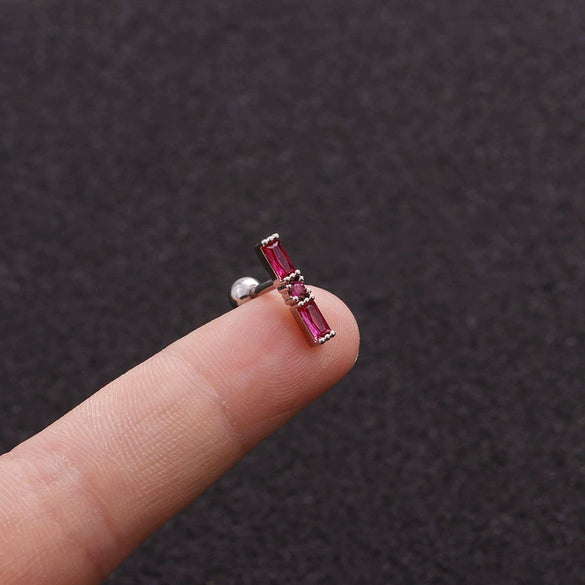 Wholesale Geometric Stainless Steel Rectangular Ear Studs With Micropaved Zircon And Original Design