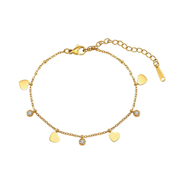 Wholesale Geometric Stainless Steel Rhinestone Tassel Anklet Set For Women