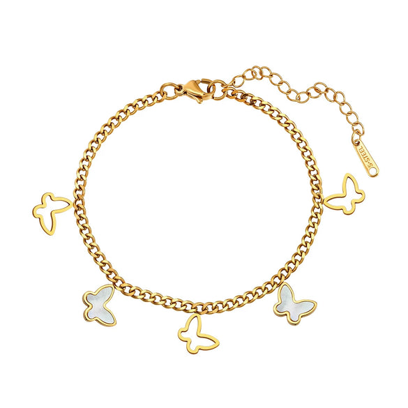Wholesale Geometric Stainless Steel Rhinestone Tassel Anklet Set For Women
