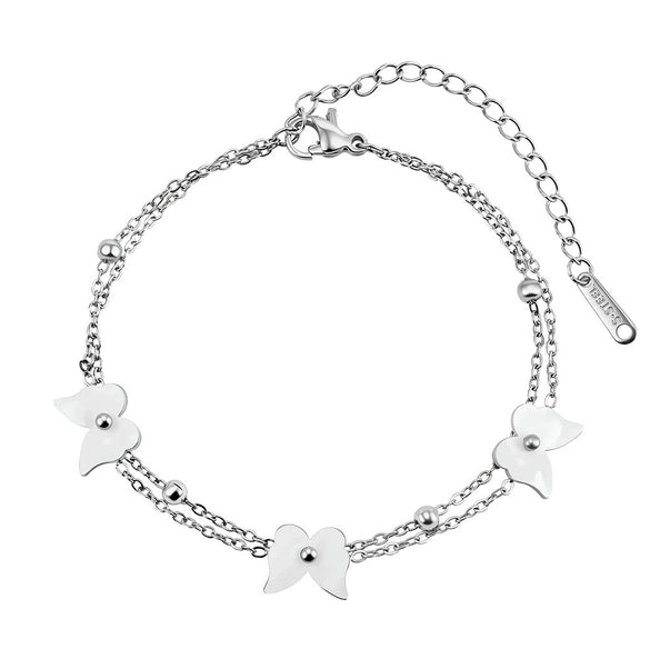 Wholesale Geometric Stainless Steel Rhinestone Tassel Anklet Set For Women