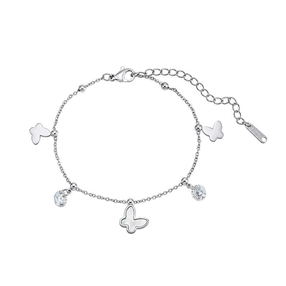 Wholesale Geometric Stainless Steel Rhinestone Tassel Anklet Set For Women