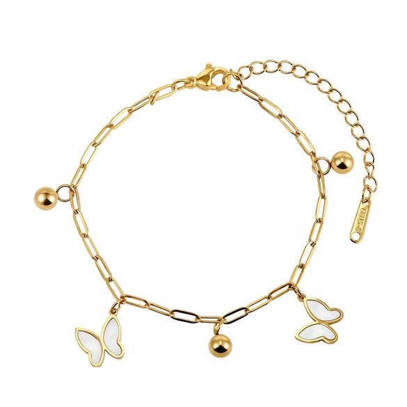 Wholesale Geometric Stainless Steel Rhinestone Tassel Anklet Set For Women