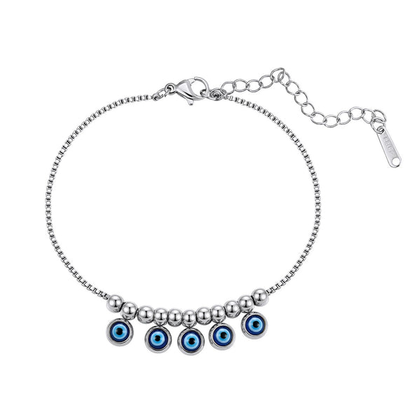 Wholesale Geometric Stainless Steel Rhinestone Tassel Anklet Set For Women