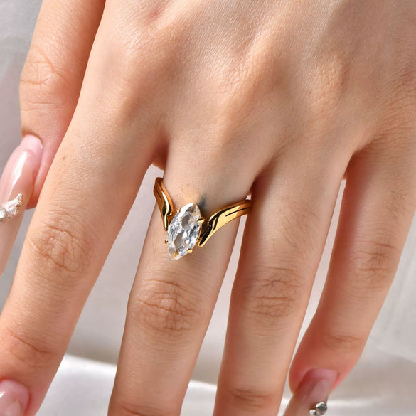 Wholesale Geometric Stainless Steel Ring Electroplated Light Luxury Highend Unisex Jewelry