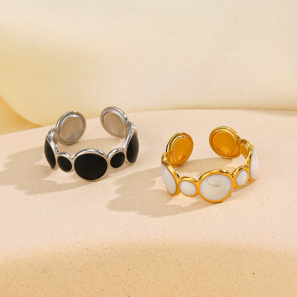 Wholesale Geometric Stainless Steel Ring For Women Electroplated With Real Gold Simple Retro Open Adjustable Style