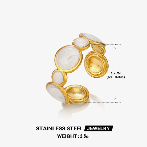 Wholesale Geometric Stainless Steel Ring For Women Electroplated With Real Gold Simple Retro Open Adjustable Style