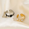 Wholesale Geometric Stainless Steel Ring For Women Electroplated With Real Gold Simple Retro Open Adjustable Style