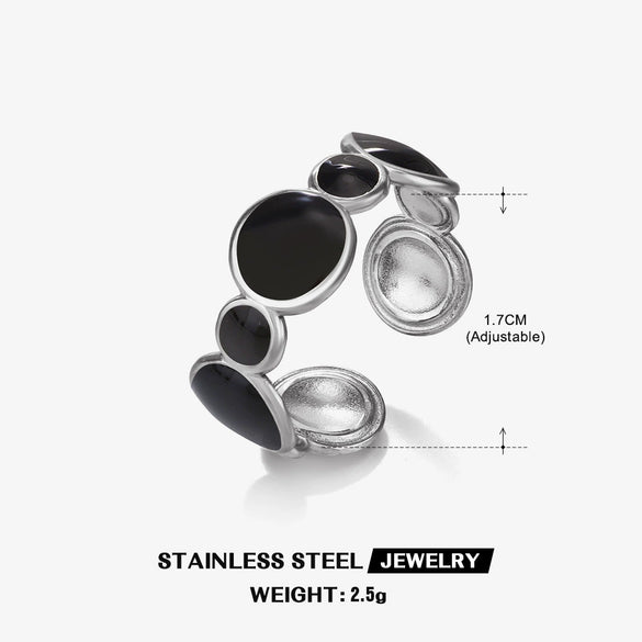 Wholesale Geometric Stainless Steel Ring For Women Electroplated With Real Gold Simple Retro Open Adjustable Style