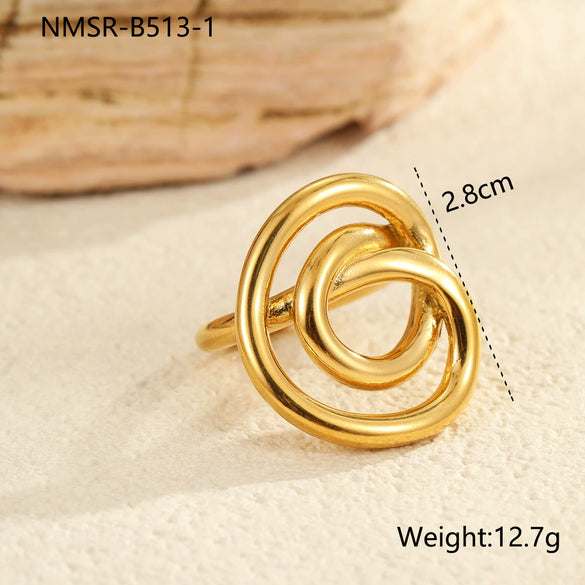 Wholesale Geometric Stainless Steel Ring For Women With Light Luxury Style And Electroplating Design