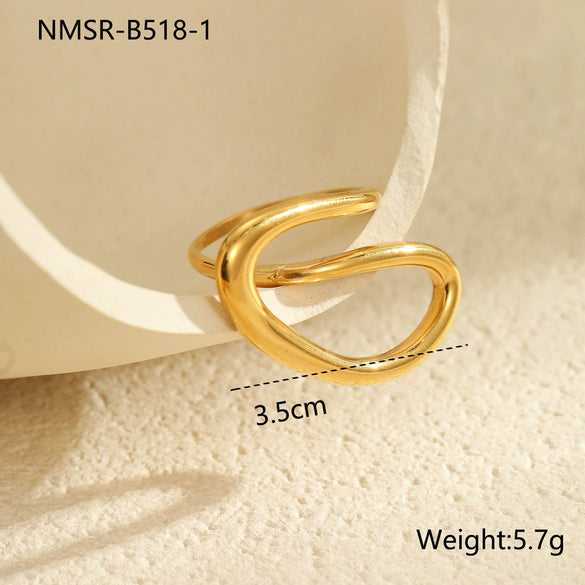 Wholesale Geometric Stainless Steel Ring For Women With Light Luxury Style And Electroplating Design