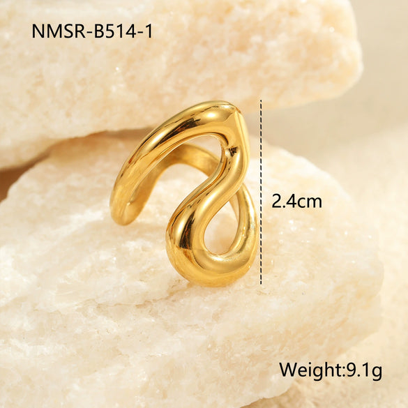 Wholesale Geometric Stainless Steel Ring For Women With Light Luxury Style And Electroplating Design