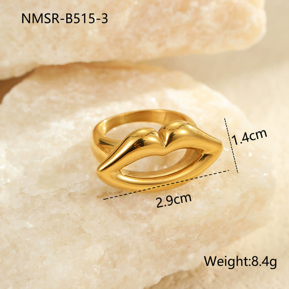 Wholesale Geometric Stainless Steel Ring For Women With Light Luxury Style And Electroplating Design