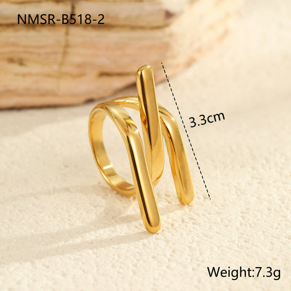 Wholesale Geometric Stainless Steel Ring For Women With Light Luxury Style And Electroplating Design