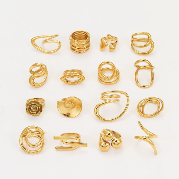 Wholesale Geometric Stainless Steel Ring For Women With Light Luxury Style And Electroplating Design