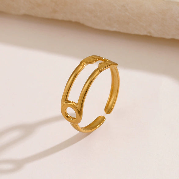 Wholesale Geometric Stainless Steel Ring 18K Gold Plated
