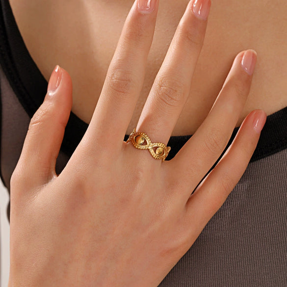 Wholesale Geometric Stainless Steel Ring 18K Gold Plated