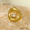 Wholesale Geometric Stainless Steel Ring Plated 18K Gold Inlaid Natural Stone Light Luxury Style