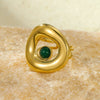 Wholesale Geometric Stainless Steel Ring Plated 18K Gold Inlaid Natural Stone Light Luxury Style