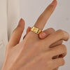 Wholesale Geometric Stainless Steel Ring Retro Style 18K Gold Plated For Women