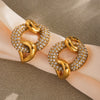 Wholesale Geometric 316L Stainless Steel Ring With 5A Zircon Electroplated In 18K Real Gold As Fashion Jewelry
