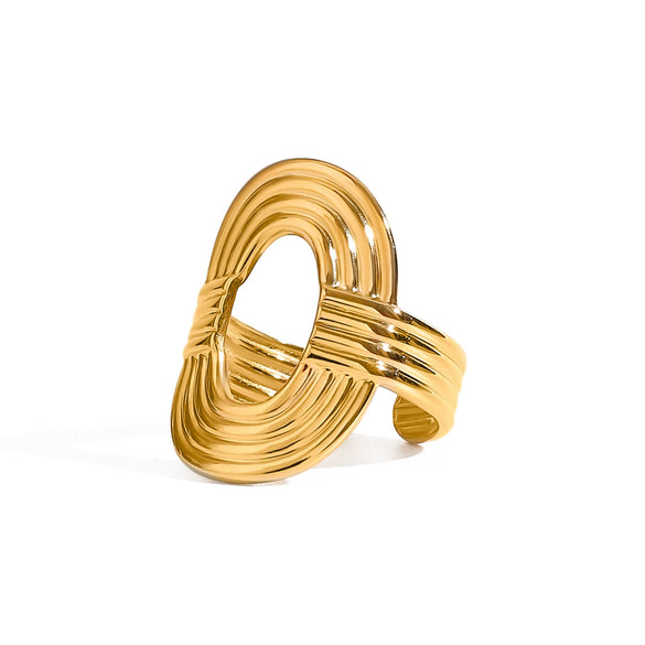 Wholesale Geometric Stainless Steel Ring With Electroplating Treatment