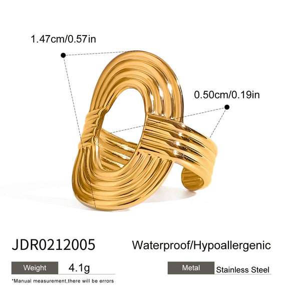 Wholesale Geometric Stainless Steel Ring With Electroplating Treatment