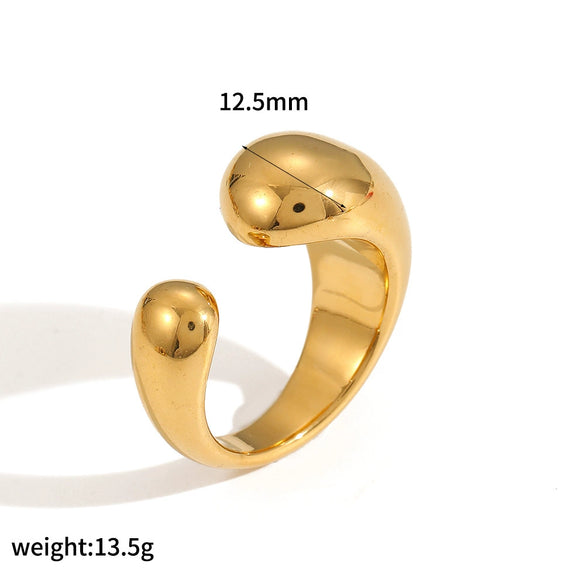 Wholesale Geometric Stainless Steel Ring With Hammered And 18K Gold Plated Finish Fashionable And Unisex