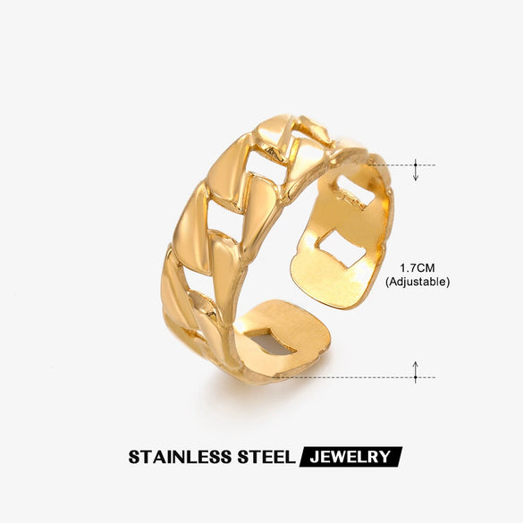 Wholesale Geometric Stainless Steel Ring With 18K Gold Plated Electroplating For Women