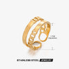 Wholesale Geometric Stainless Steel Ring With 18K Gold Plated Electroplating For Women