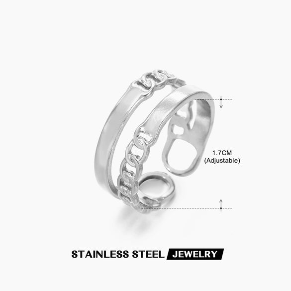 Wholesale Geometric Stainless Steel Ring With 18K Gold Plated Electroplating For Women