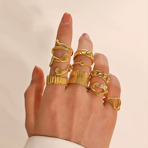Wholesale Geometric Stainless Steel Ring With 18K Gold Plated Electroplating For Women