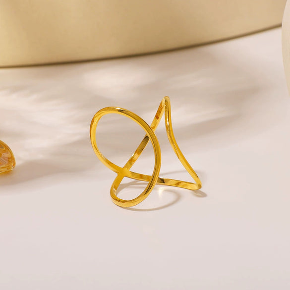 Wholesale Geometric Stainless Steel Rings With Electroplating For Unisex