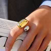 Wholesale Geometric Stainless Steel Rings With Pvd Furnace Vacuum Real Gold Plating For Women And Men