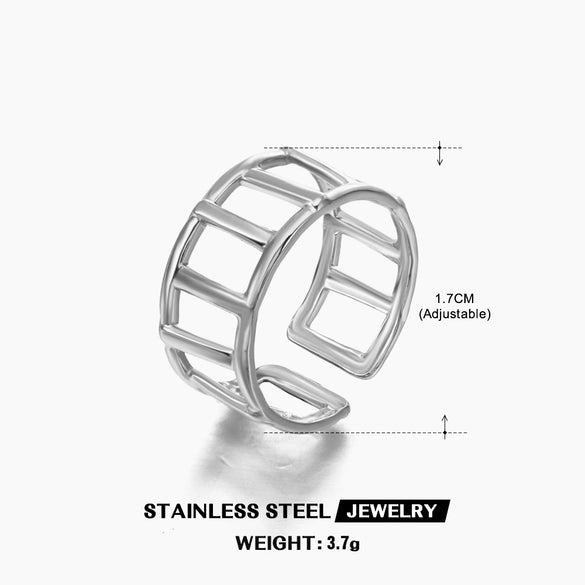 Wholesale Geometric Stainless Steel Star Moon Ring 18K Gold Plated For Women