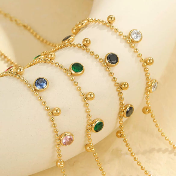 Wholesale Geometric Stainless Steel Unisex Multi Layer Gem Pendant Anklet For Summer