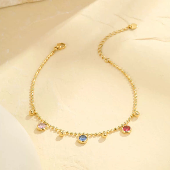 Wholesale Geometric Stainless Steel Unisex Multi Layer Gem Pendant Anklet For Summer