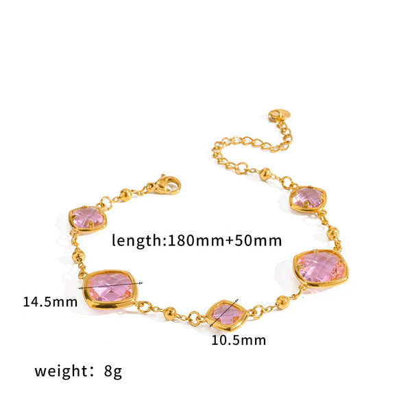 Wholesale Geometric Stainless Steel Vacuum Plated Diamondencrusted Bracelet Jewelry For Women