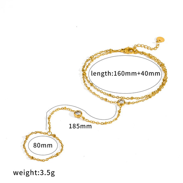 Wholesale Geometric Stainless Steel Vacuum Plated Finger Chain Bracelet For Women