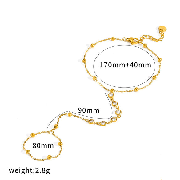 Wholesale Geometric Stainless Steel Vacuum Plated Finger Chain Bracelet For Women