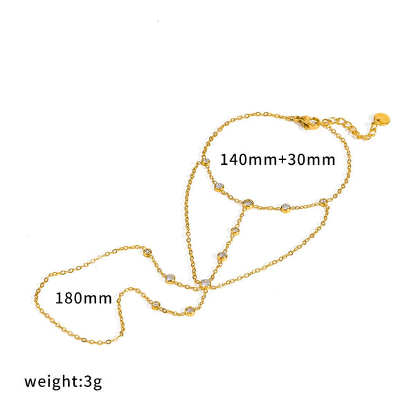 Wholesale Geometric Stainless Steel Vacuum Plated Finger Chain Bracelet For Women