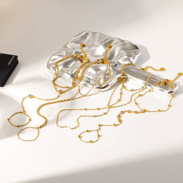 Wholesale Geometric Stainless Steel Vacuum Plated Finger Chain Bracelet For Women