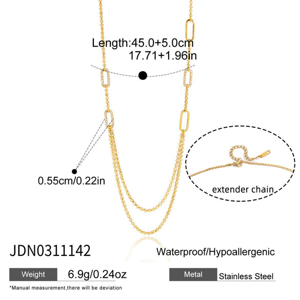 Wholesale Geometric Stainless Steel Vacuum Real Gold Plated Clavicle Necklace For Women