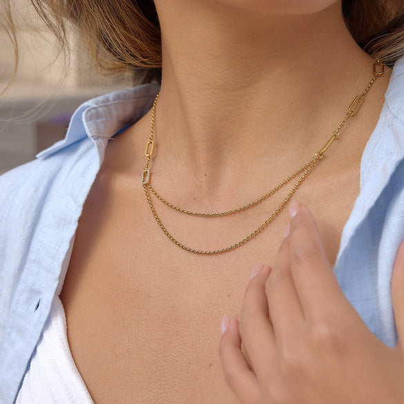 Wholesale Geometric Stainless Steel Vacuum Real Gold Plated Clavicle Necklace For Women