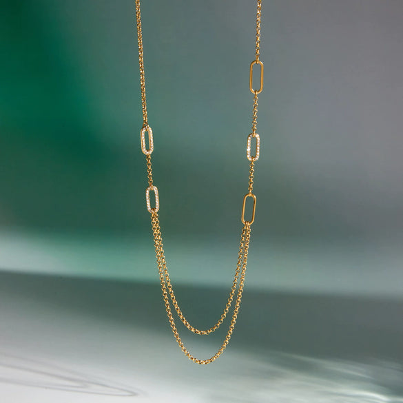 Wholesale Geometric Stainless Steel Vacuum Real Gold Plated Clavicle Necklace For Women