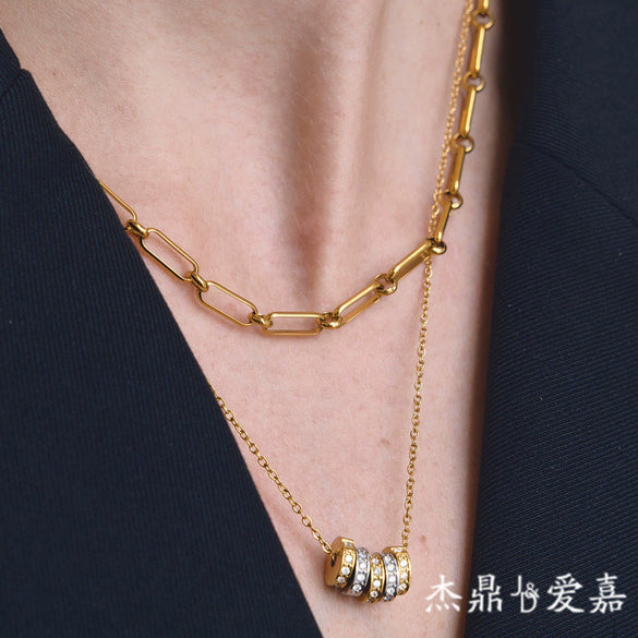 Wholesale Geometric Stainless Steel Vacuum Real Gold Plated Necklace For Women